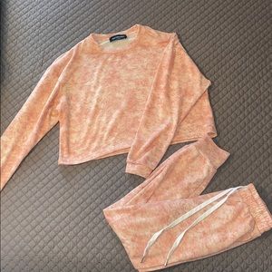 KITTENISH pink tie dye cropped jogger set